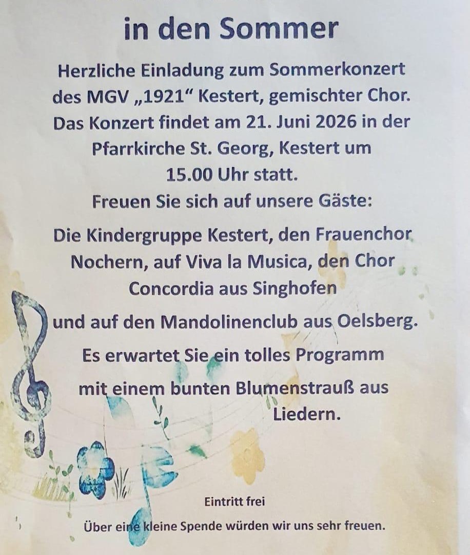 Sommerkonzert_Kestert | © MGV "1921" Kestert Sommerkonzert_Kestert | © MGV "1921" Kestert