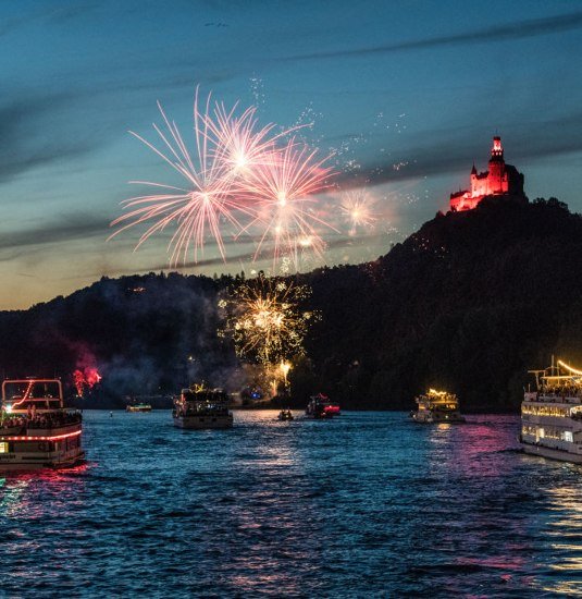 Feuerwerk bei der Marksburg | © Romantischer Rhein Tourismus GmbH/Dominik Ketz