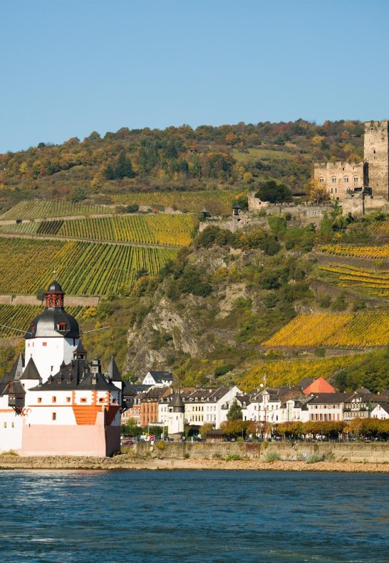 Kaub mit den Burgen Pfalzgrafenstein & Gutenfels | &copy; Henry Tornow/Romantischer Rhein Tourismus GmbH